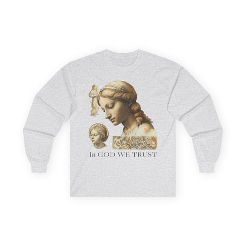 Long Sleeve Tee — 'In God We Trust' Renaissance Art Graphic